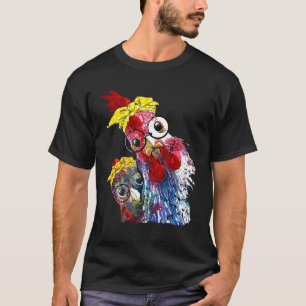 T-shirt Deux poulets avec bandeau bandana et lunettes mign