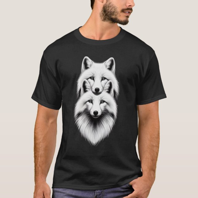 T-shirt Deux renards blancs (Devant)
