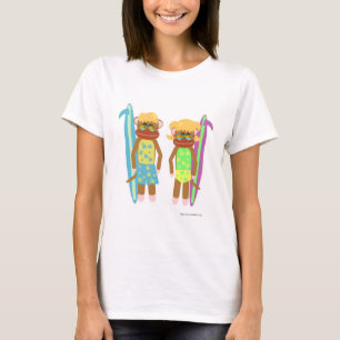 T-shirt Deux singes surfeurs mignonette illustration de de