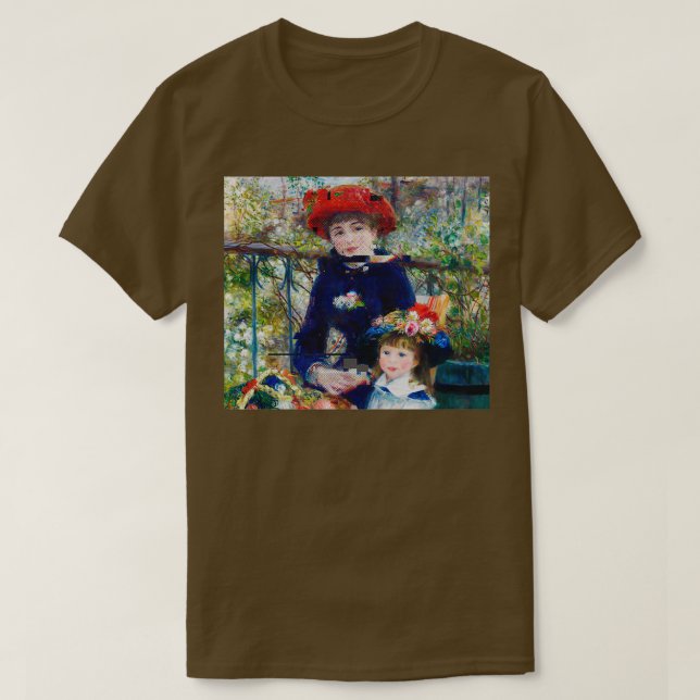 T-shirt Deux Soeurs sur la terrasse Pixel Glitch (Design devant)