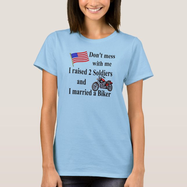 T-shirt Deux soldats mariés à un motard (Devant)