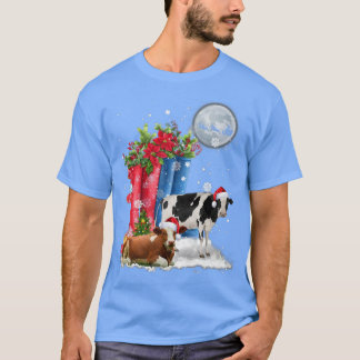 T-shirt Deux Vaches Casquette Père Noël lumières Noël Drôl