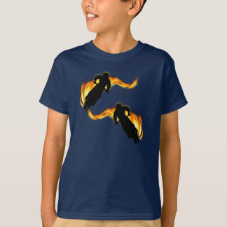 T-shirt Deux Vélos hors route avec flammes