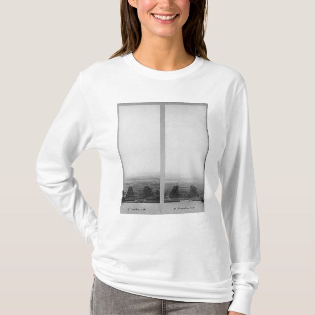 T-shirt Deux vues de la construction d'Eiffel (Devant)