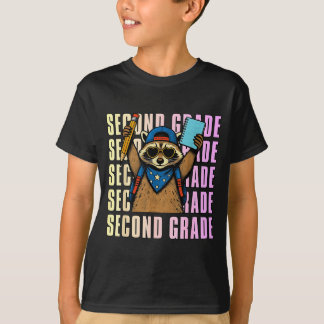 T-shirt Deuxième année Raton laveur drôle retour à l'école