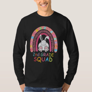 T-shirt Deuxième grade Rainbow Bunny Boy Girl Teacher Squa