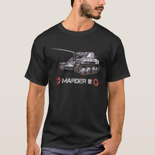 T-shirt Deuxième Guerre mondiale Allemand anti-char Marder (Devant)