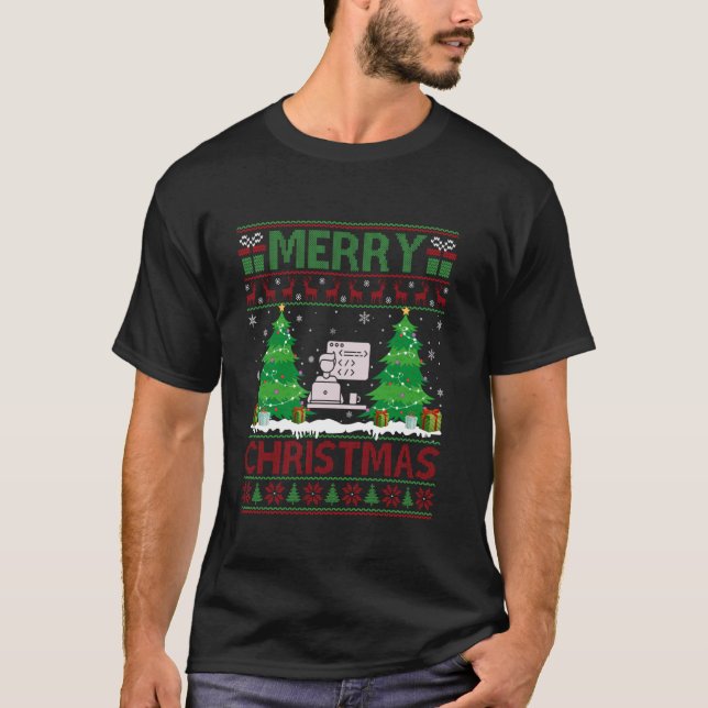 T-shirt Développe Web de l'éclairage de l'arbre de Noël mo (Devant)