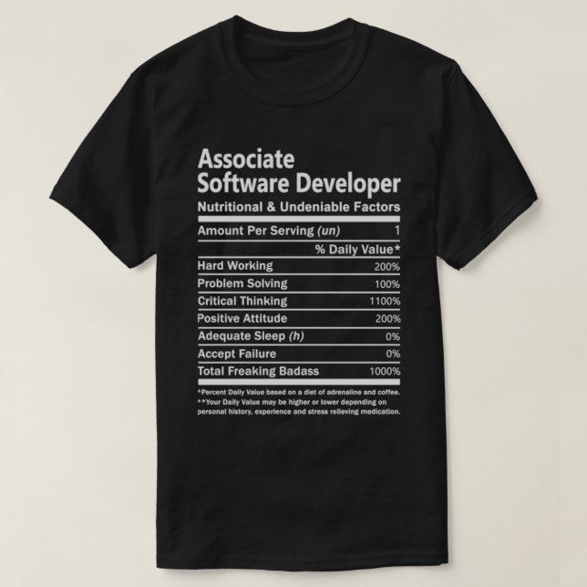 T-shirt développeur logiciel associé (Design devant)