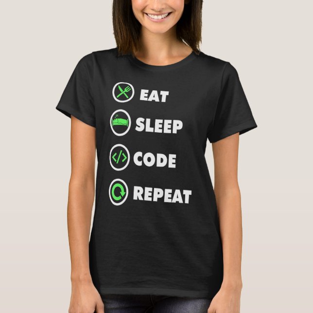 T-shirt Développeur logiciel Coder ordinateur Manger Code  (Devant)