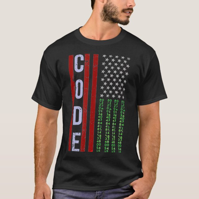 T-shirt Développeur Logiciel Pour Coder Et Hacker Avec USA (Devant)