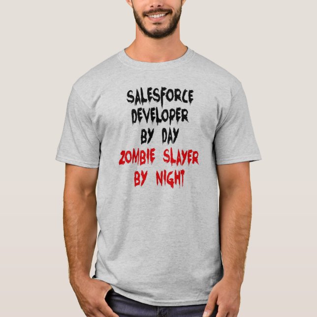 T-shirt Développeur Zombie Slayer Salesforce (Devant)