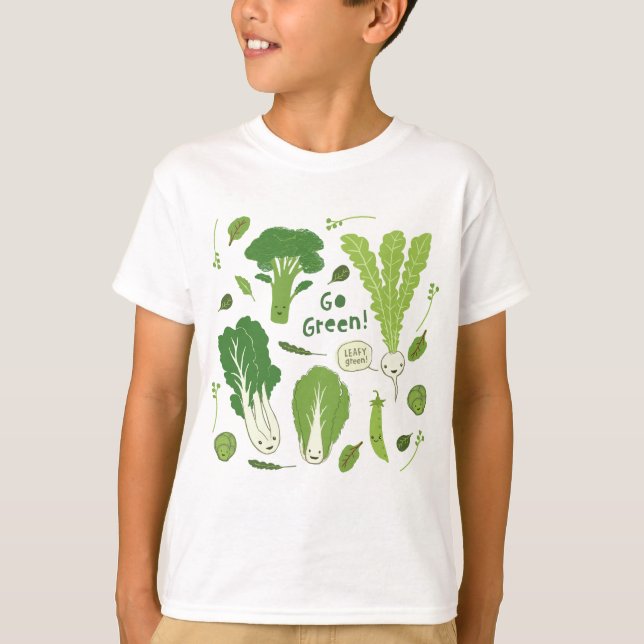 T-shirt Devenez écolo ! Légume mignon vert feuillu des (Devant)