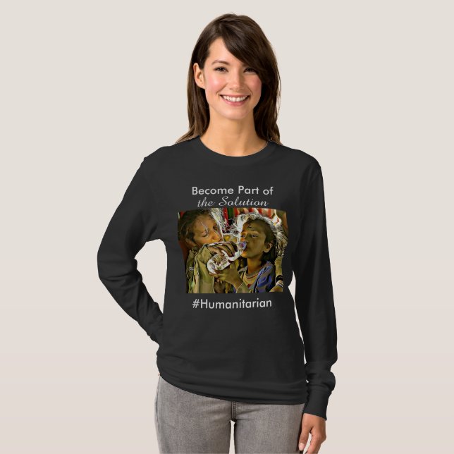 T-shirt Devenez partie intégrante de la solution, #Humanit (Devant entier)