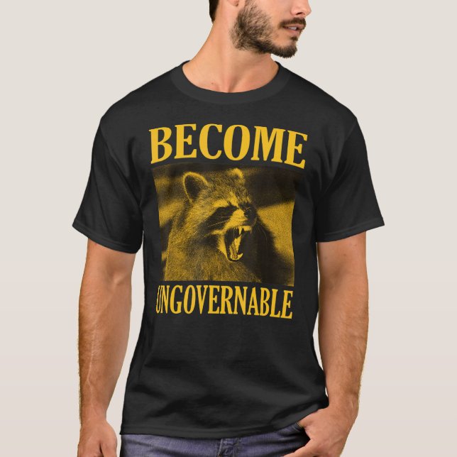 T-shirt Devenez un Raccoon ingouvernable Face Mème Hommes  (Devant)