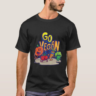 T-shirt Devenez végétalien. La courge, la tomate, les caro
