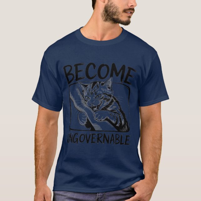 T-shirt Devenir Ingouvernable - Chat Noir Mordant la Main  (Devant)