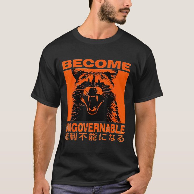 T-shirt Devenir ingouvernable Funny Raccoon Japonais Vêtem (Devant)