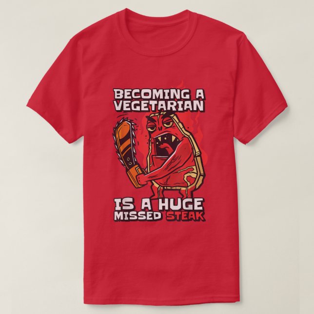 T-shirt Devenir Végétarien Est Un Véguin Manquant Énorme V (Design devant)