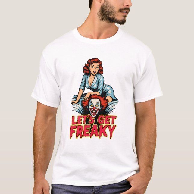 T-shirt Devenons Fous – Rétro Pin-Up & Clown Flippant (Devant)