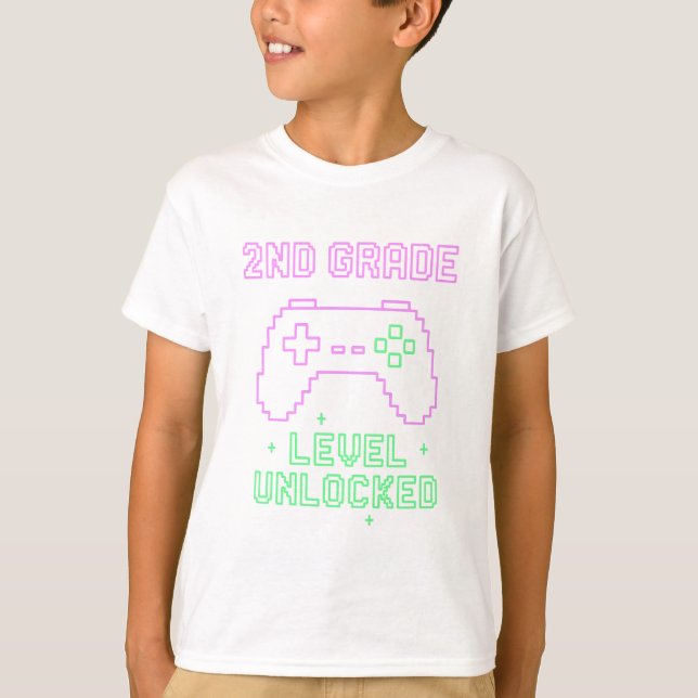 T-shirt déverrouillé de 2e année - Neon Gamer Arca (Devant)