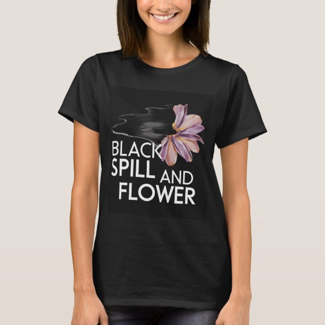 T-shirt Déversement noir et fleur (Devant)