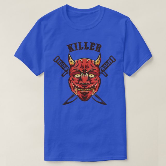 T-shirt Devil Demon Oni Tueur Japanesse Samurai Katana ( (Design devant)