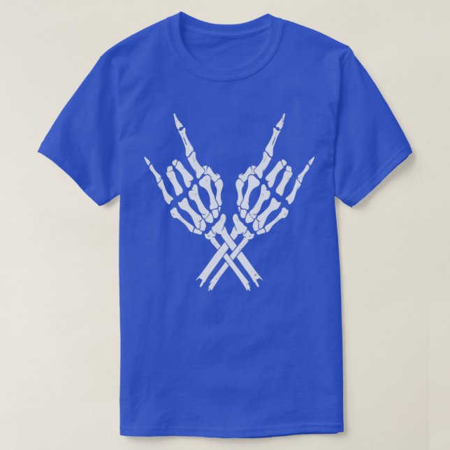 T-shirt Devil Horns Skeleton Hands Heavy Metal Rock et Ro (Design devant)