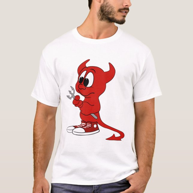 T-shirt Devil Red Demon Cartoon Satan Evil Hell Heure (Devant)