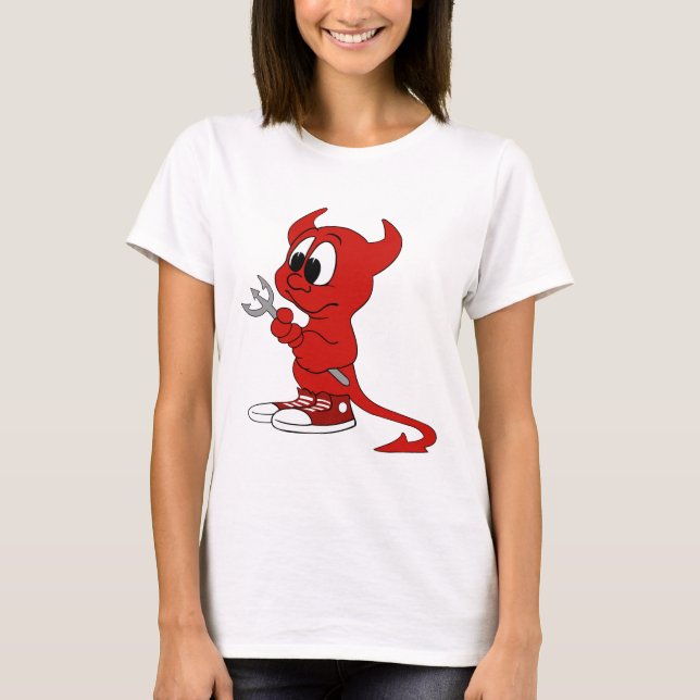 T-shirt Devil Red Demon Cartoon Satan Evil Hell Heure (Devant)