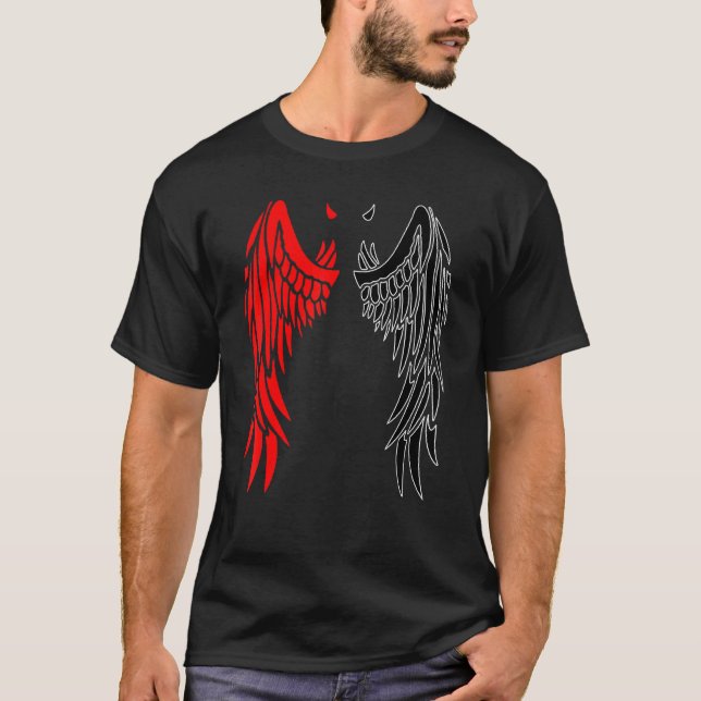 T-shirt Devil Wings Horn En Rouge À L'Arrière Du Démon (Devant)
