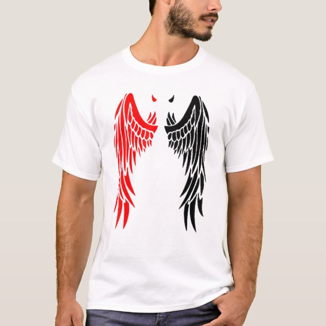 T-shirt Devil Wings Horn En Rouge À L'Arrière Du Démon (Devant)