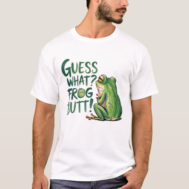 T-shirt "Devine quoi cul de grenouille" Blague drôle et id (Devant)
