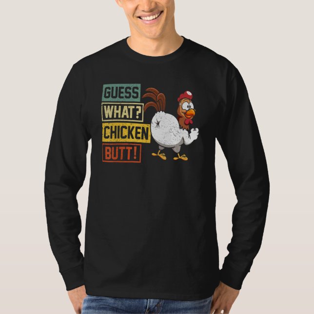 T-shirt Devinez Ce Beurre De Poulet Plaisanterie Retro Vin (Devant)