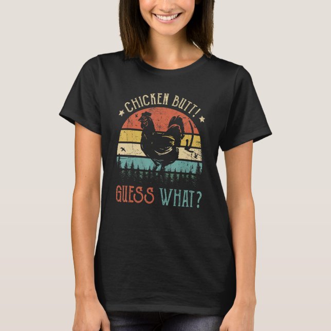 T-shirt Devinez Ce Beurre De Poulet Plaisanterie Retro Vin (Devant)