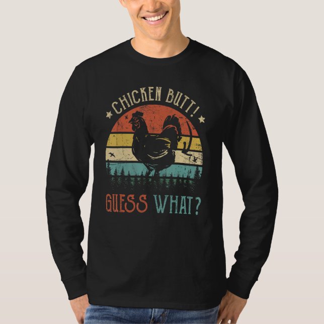 T-shirt Devinez Ce Beurre De Poulet Plaisanterie Retro Vin (Devant)