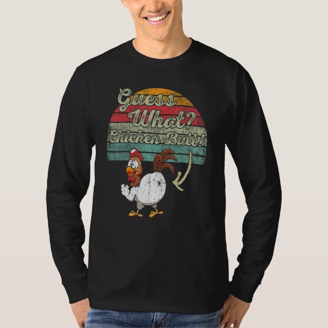 T-shirt Devinez Ce Beurre De Poulet Plaisanterie Retro Vin (Devant)