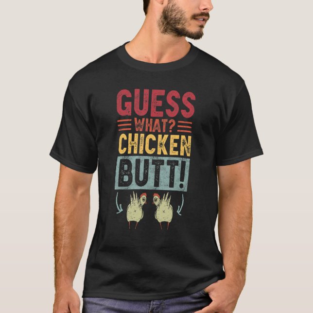 T-shirt Devinez Ce Beurre De Poulet Plaisanterie Retro Vin (Devant)