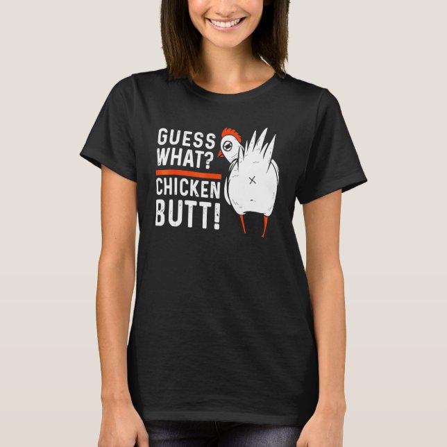 T-shirt Devinez Ce Bouton De Poulet Blanc Conçoit Classiqu (Devant)