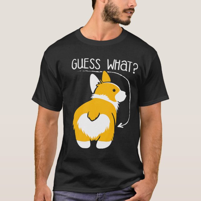 T-shirt Devinez Ce Corgi Butt Vêtements De Blague Pour Chi (Devant)