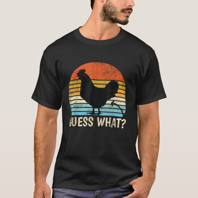 T-shirt Devinez ce poulet Butt ferme plaisanterie Drôle Po (Devant)
