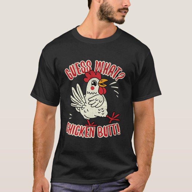 T-shirt Devinez quel bouton de poulet (Devant)