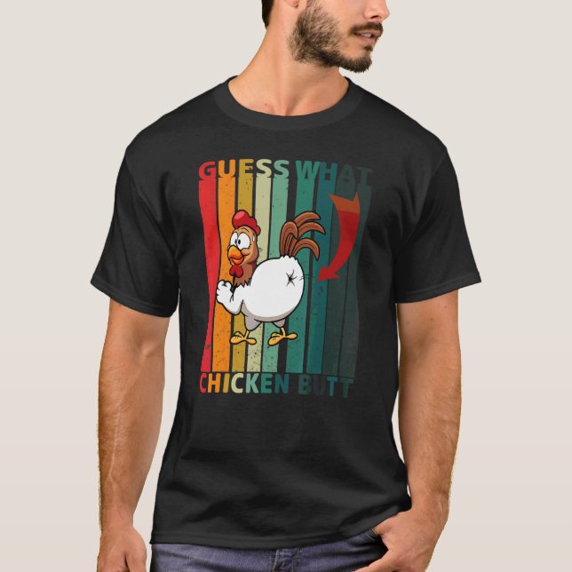 T-shirt Devinez quelle blague rétro de poule Butt (Devant)