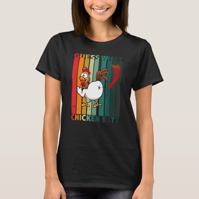 T-shirt Devinez quelle blague rétro de poule Butt (Devant)