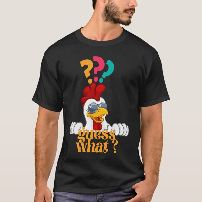 T-shirt Devinez quelle conception de cool blanc Bouton de  (Devant)