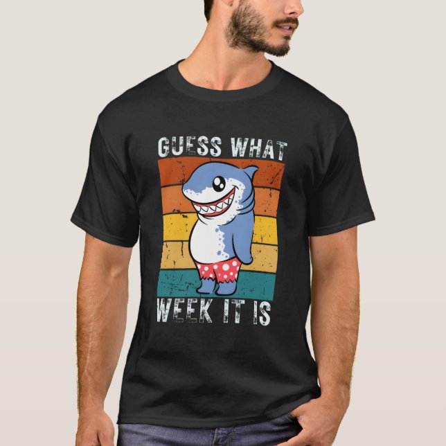 T-shirt Devinez Quelle Semaine C'Est Drôle Ocean Shark Ret (Devant)