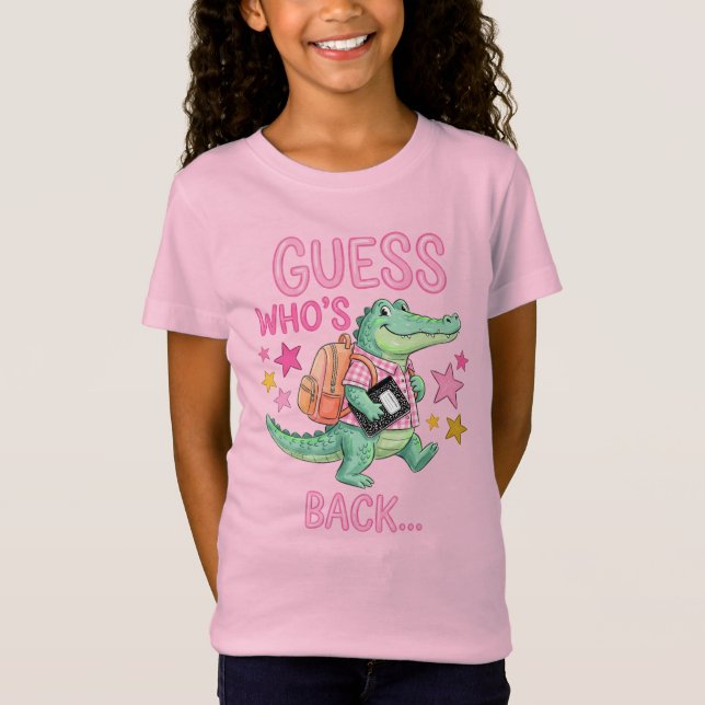T-Shirt Devinez qui est de retour à l'école Alligator (Devant)
