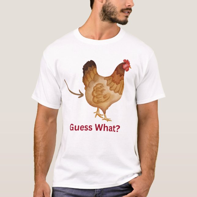 T-shirt "Devinez quoi ?" Beurre de poulet style rétro (Devant)
