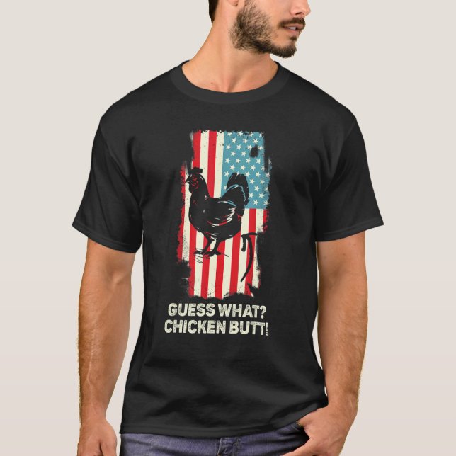 T-shirt Devinez quoi Cul de poulet  Blague de poulet Rétro (Devant)