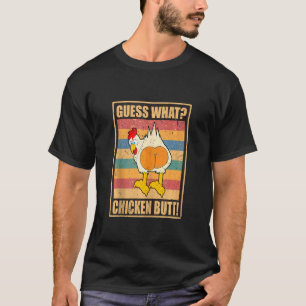 T-shirt Devinez quoi cul de poulet blagues blanches drôles